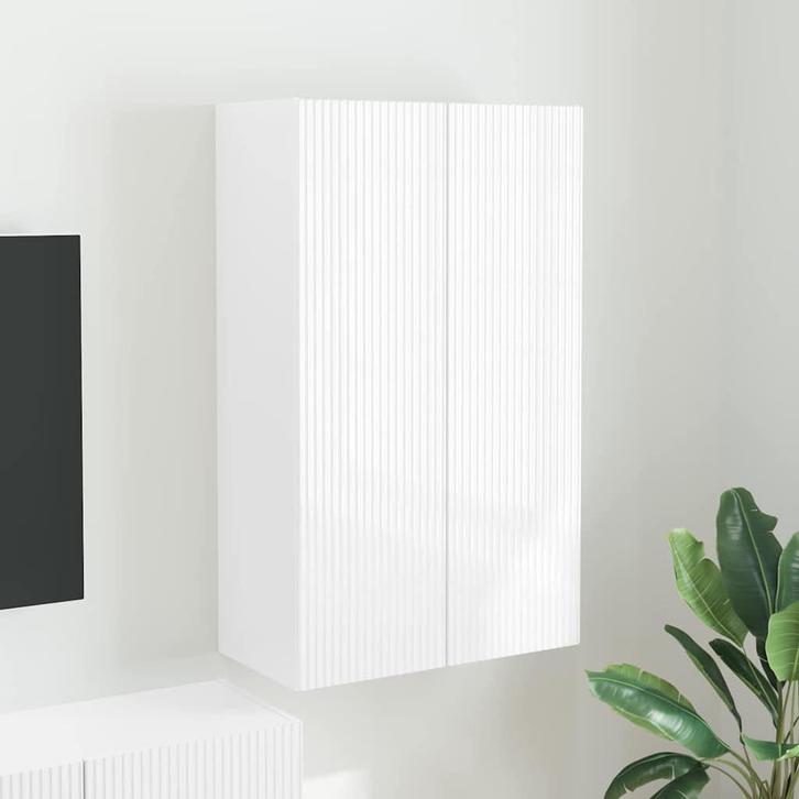vidaXL TV-wandkast Hoogglans wit 59,5 x 31 x 100 cm Bewerkt, Huis en Inrichting, Kasten | Televisiemeubels, Nieuw, Minder dan 50 cm
