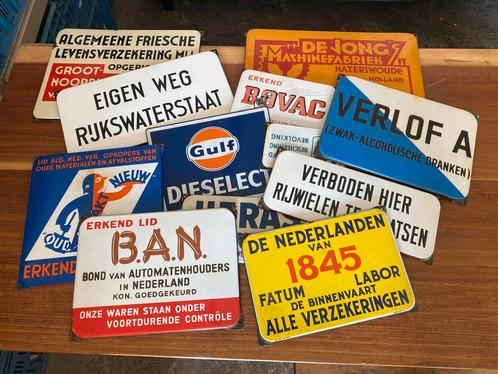TE KOOP GEVRAAGD OUDE EMAILLE RECLAME BORDEN BORD BORDJE, Antiek en Kunst, Antiek | Gereedschap en Instrumenten