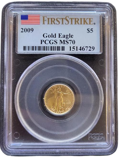 Gouden American Eagle 1/10 oz 2009 PCGS First Strike MS70, Postzegels en Munten, Munten | Amerika, Midden-Amerika, Losse munt