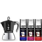 Bialetti Moka Inductie Zwart 4-kops + Koffie Proefpakket, Witgoed en Apparatuur, Koffiezetapparaten, Afneembaar waterreservoir
