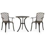 vidaXL 3-delige Bistroset gietaluminium bronskleurig, Verzenden, Nieuw, Aluminium, 3 zitplaatsen