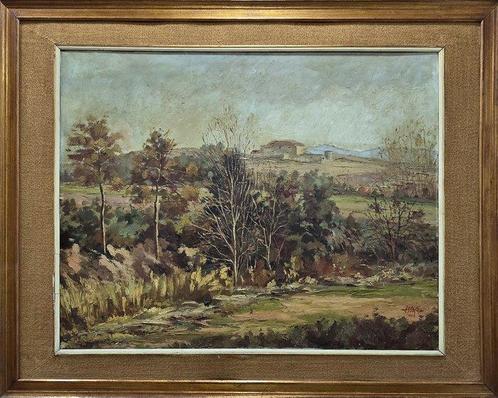 École Française (XX) - Paysage aux tons d’automne, Antiek en Kunst, Kunst | Schilderijen | Klassiek