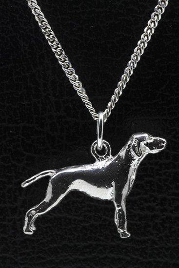 Zilveren Duitse staander korthaar met staart ketting hang..., Sieraden, Tassen en Uiterlijk, Kettinghangers, Verzenden