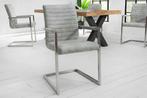 industrieele sledestoel LOFT steengrijs met armleuning RVS, Huis en Inrichting, Stoelen, Ophalen of Verzenden, Nieuw