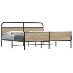 vidaXL Bedframe zonder matras metaal gerookt eikenkleurig, Huis en Inrichting, Bruin, Verzenden, Overige maten, 200 cm