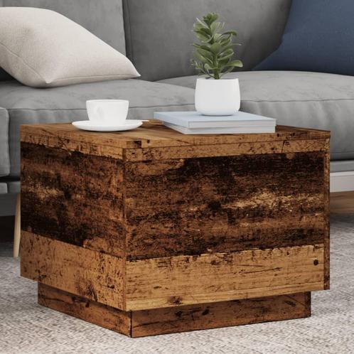 vidaXL Salontafel met LED-verlichting 50x50x40 cm oud, Huis en Inrichting, Tafels | Salontafels, 50 tot 100 cm, Nieuw, Overige houtsoorten