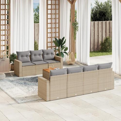 vidaXL 8-delige Loungeset met kussens poly rattan beige, Tuin en Terras, Tuinsets en Loungesets, Loungeset, Nieuw, Rotan, Verzenden