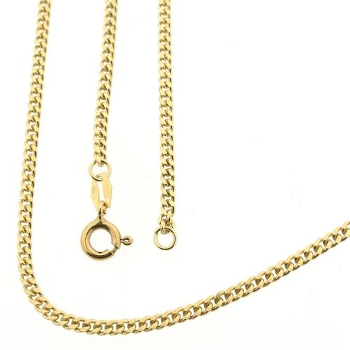Gouden gourmet schakel ketting | 50,5 cm (unisex ketting), Sieraden, Tassen en Uiterlijk, Kettingen, Overige kleuren, Gebruikt