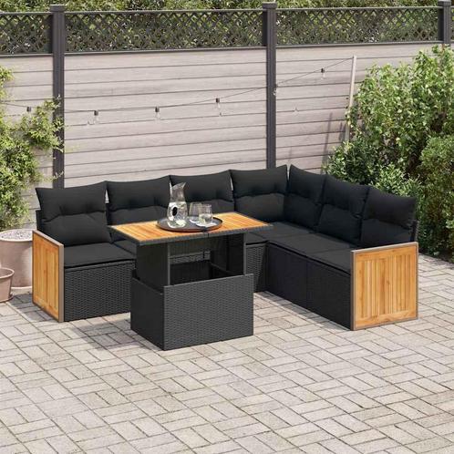 vidaXL 7-delige Loungeset met kussens poly rattan acacia, Tuin en Terras, Tuinsets en Loungesets, Loungeset, Nieuw, Rotan, Verzenden