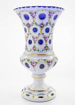 Moser - Bohemian Art Nouveau Enamelled Cobalt Glass Vase, Antiek en Kunst, Antiek | Glas en Kristal