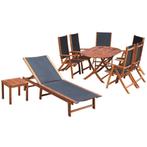 vidaXL 9-delige Tuinset met kussens massief acaciahout, Verzenden, Meer dan 8 zitplaatsen, Nieuw, Tuinset