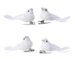 Witte vogeltjes op clip wit glitter 4 stuks voor, Ophalen of Verzenden, Nieuw
