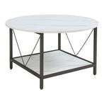 Salontafel Filem rond Ø80 cm marmerlook wit en zwart [en.cas, Verzenden, Nieuw