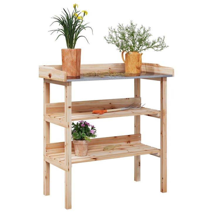vidaXL Plantentafel met schappen 78x38x82,5 cm massief, Tuin en Terras, Overige Tuin en Terras, Nieuw, Verzenden