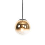 Art deco hanglamp zwart met goud glas 20 cm - Pallon, Huis en Inrichting, Nieuw, Glas, Art Deco, 75 cm of meer