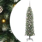 vidaXL Kunstmatige slanke kerstboom met 150 LED Groen en Wit, Verzenden, Nieuw