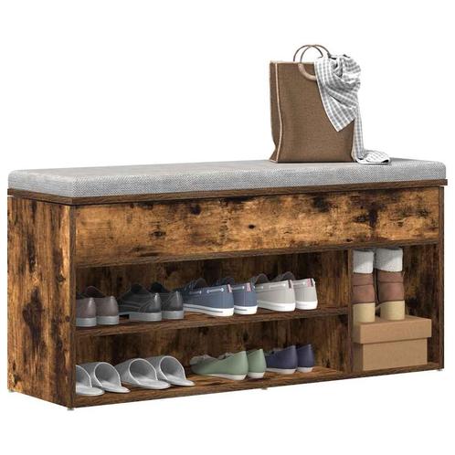 vidaXL Schoenenbank 102x30,5x45 cm bewerkt hout gerookt, Huis en Inrichting, Kasten | Schoenenrekken, Nieuw, Verzenden
