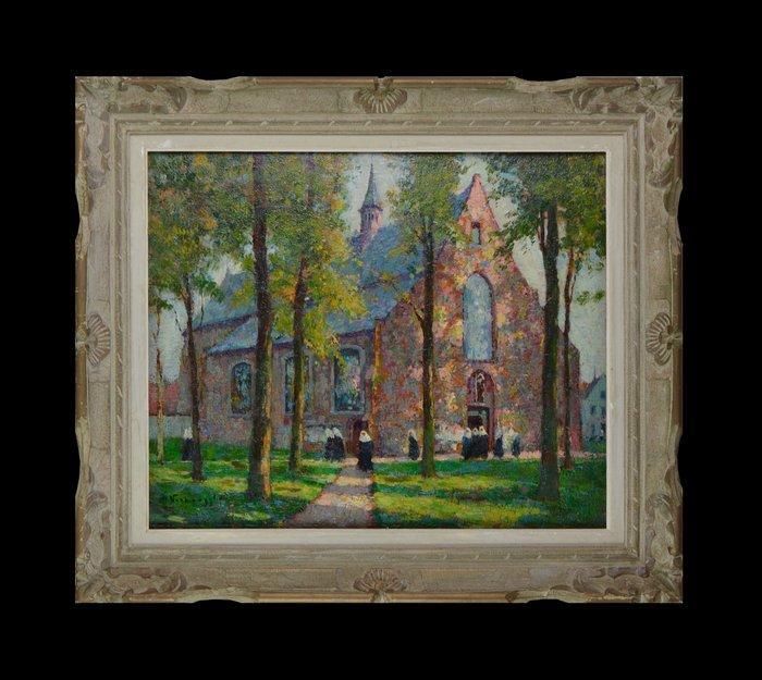Charles Henri Verbrugghe (1877-1974) - Le béguinage de, Antiek en Kunst, Kunst | Schilderijen | Klassiek