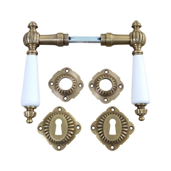 Set deurklinken, voor antieke deuren, met 2 rozetten en twee, Doe-het-zelf en Verbouw, Hang- en Sluitwerk, Ophalen of Verzenden