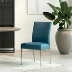 Leren eetkamerstoel Real - Toledo Turquoise (blauw) - Poten, Blauw, Nieuw, Ophalen of Verzenden, Industrieel, Modern