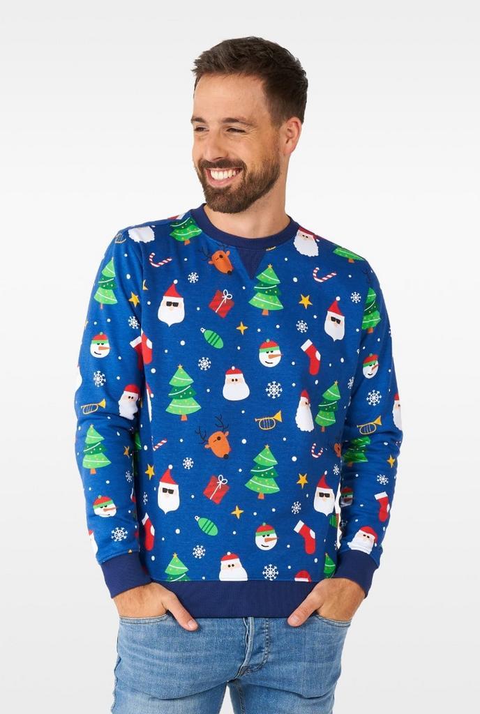 Kersttrui Festive Blauw, Kleding | Heren, Carnavalskleding en Feestkleding, Nieuw, Ophalen of Verzenden