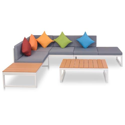vidaXL 4-delige Loungeset met kussens aluminium en HKC, Tuin en Terras, Tuinsets en Loungesets, Loungeset, Nieuw, 4 zitplaatsen