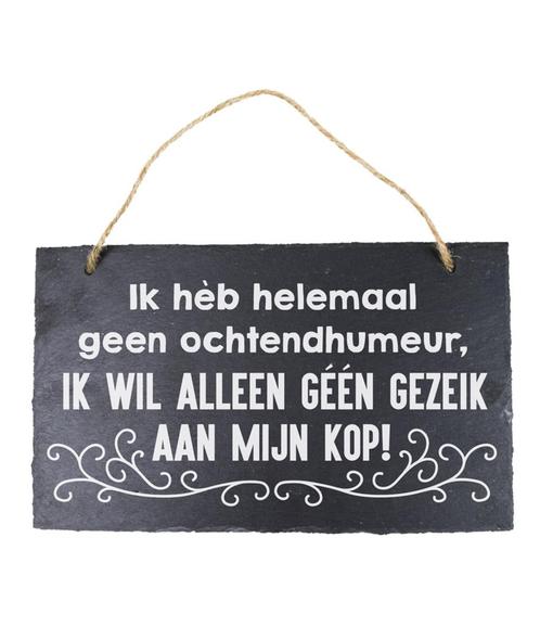 Leisteen Bordje Ochtendhumeur 25cm, Hobby en Vrije tijd, Feestartikelen, Nieuw, Verzenden