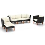 vidaXL 6-delige Loungeset poly rattan en eucalyptushout, Verzenden, Nieuw, Rotan, Loungeset