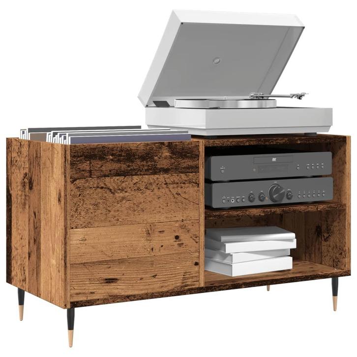 vidaXL Platenkast 84,5x38x48 cm bewerkt hout oud houtkleurig, Huis en Inrichting, Woonaccessoires | Cd- en Dvd-rekken, Nieuw, Verzenden
