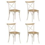 vidaXL Kruisstoelen 4 st massief mangohout wit, Huis en Inrichting, Stoelen, Verzenden, Nieuw, Wit