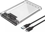 Kunststof HDD SSD behuizing 2.5&quot; USB 3.0 transparant, Nieuw