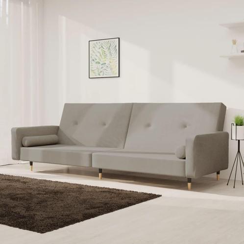 vidaXL Slaapbank 2-zits met 2 kussens fluweel lichtgrijs, Huis en Inrichting, Banken | Bankstellen, Nieuw, Stof, Tweepersoons