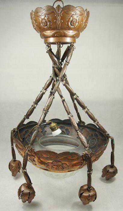 Kroonluchter - Messing - Art-nouveau kroonluchter, Antiek en Kunst, Kunst | Designobjecten