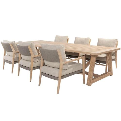 Noah Julia low dining tuinset 7 delig 300x100xH69 teak 4, Tuin en Terras, Tuinsets en Loungesets, Nieuw, Teakhout, Ophalen of Verzenden