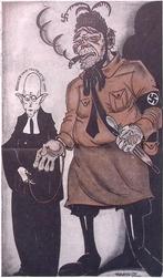 Spotprent over de rechtzaak van de Rijksdagbrand (Lithos), Antiek en Kunst, Verzenden