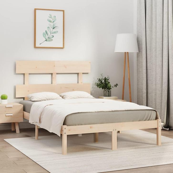 vidaXL Bedframe massief hout 120x200 cm, Huis en Inrichting, Slaapkamer | Bedden, 120 cm, 200 cm, Bruin, Twijfelaar, Nieuw, Hout