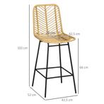 TRUUSK Set van 2 Boho Barkrukken met Rugleuning - PE-Rattan, Huis en Inrichting, Barkrukken, Verzenden, Nieuw