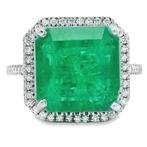 Ring Platina - 8.33ct. tw. Smaragd - Diamant, Nieuw