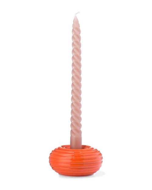 HEMA Kandelaar S keramiek ribbel oranje sale, Huis en Inrichting, Woonaccessoires | Kandelaars en Kaarsen, Nieuw, Verzenden