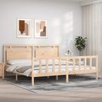 vidaXL Bedframe met hoofdbord massief hout 180x200 cm, Huis en Inrichting, Eenpersoons, Bruin, Verzenden, Nieuw