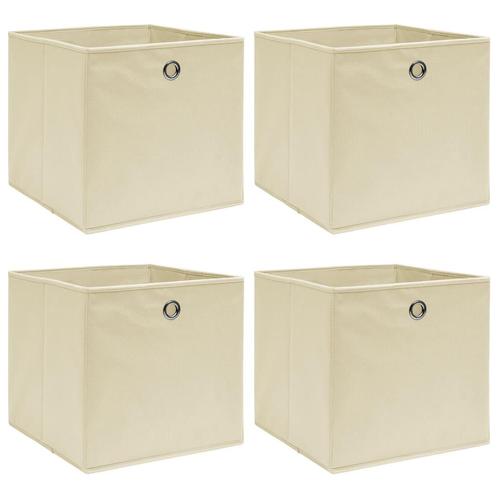 vidaXL Opbergboxen 4 st 32x32x32 cm stof crèmekleurig, Huis en Inrichting, Woonaccessoires | Kisten, Nieuw, Verzenden