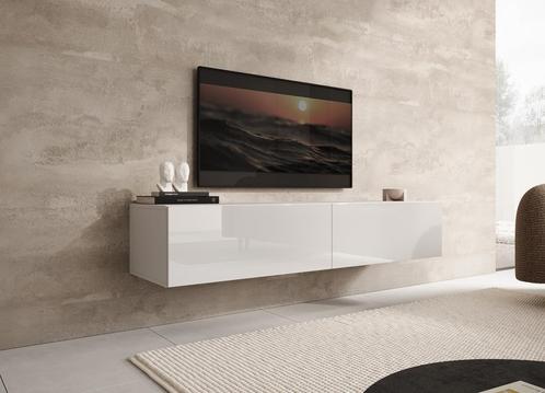 Meubella | TV-Meubel - Wit - 160cm | Staand of hangend, Huis en Inrichting, Kasten | Televisiemeubels, 150 tot 200 cm, 25 tot 50 cm