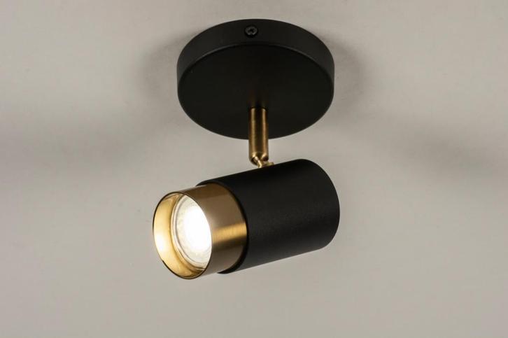 Rietveld Spots - Zwart, Goud - Metaal, Huis en Inrichting, Lampen | Hanglampen, Verzenden