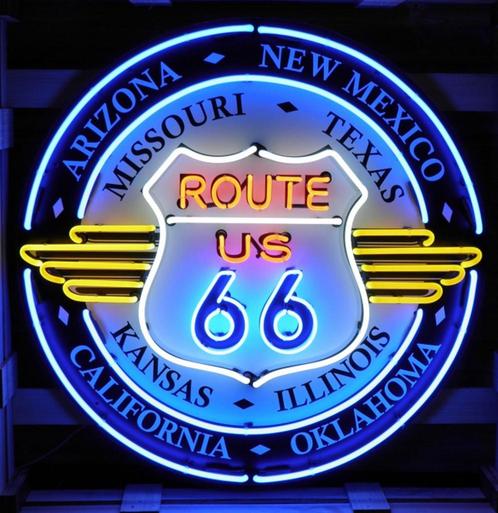 Route 66 All States Neon Verlichting XL 100 x 100 cm, Huis en Inrichting, Woonaccessoires | Tekstborden en Spreuken, Ophalen