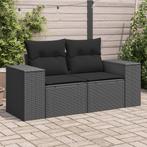 vidaXL Tuinbank 2-zits met kussens poly rattan zwart, Tuin en Terras, Verzenden, Nieuw, Rotan