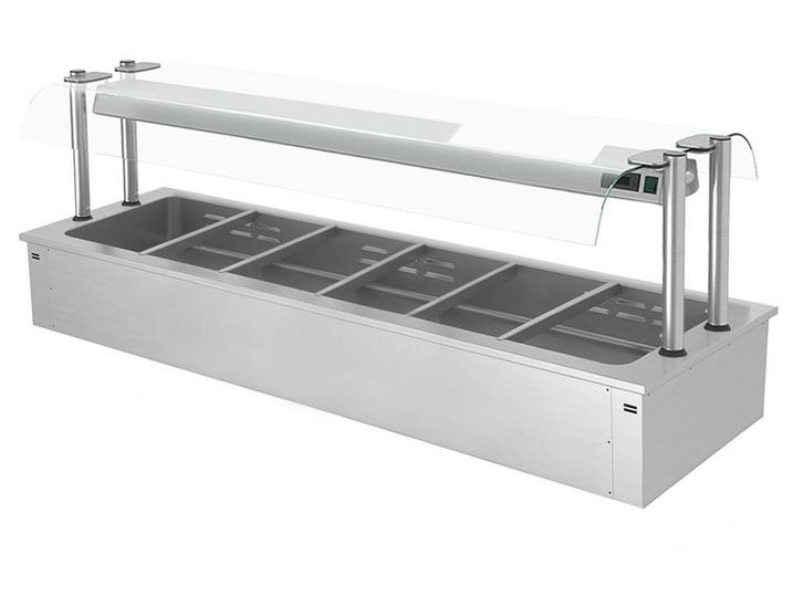 GGM Gastro | Bain marie inbouw - 2,1 m - 6x GN 1/1 - met |, Zakelijke goederen, Horeca | Meubilair en Inrichting, Nieuw in verpakking