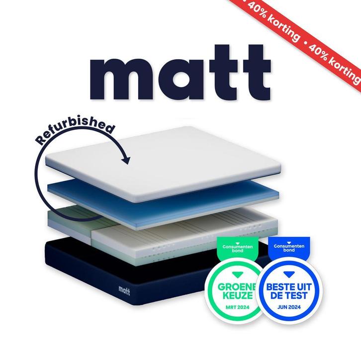 Matras 90x220 Matt Sleeps | Refurbished | -40% korting, Huis en Inrichting, Slaapkamer | Matrassen en Bedbodems, 90 cm, 220 cm