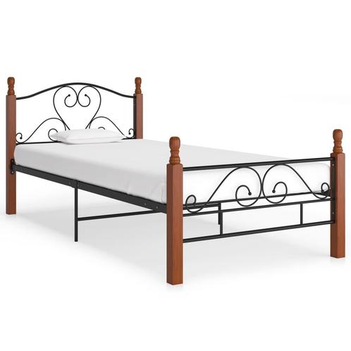vidaXL Bedframe metaal zwart 90x200 cm, Huis en Inrichting, Slaapkamer | Bedden, 90 cm, 200 cm, Zwart, Eenpersoons, Nieuw, Metaal