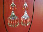 OORBELLEN OEZBEKISTAN - 11,2 cm - Zilver - Bloedkoraal -