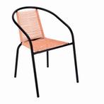 Tuinstoel staal met gevlochten zitting – 72 cm – perzik, Tuin en Terras, Tuinstoelen, Ophalen of Verzenden, Nieuw